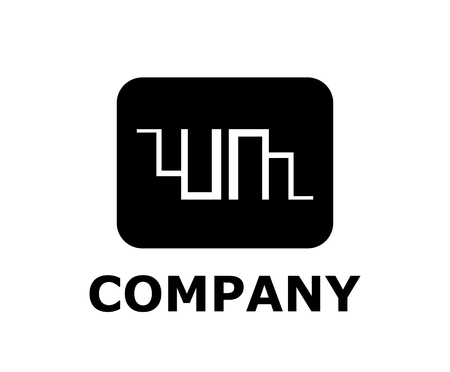 logo symbol type letter w logo design idea illustration line art from pen shape w with black color in square boxのイラスト素材