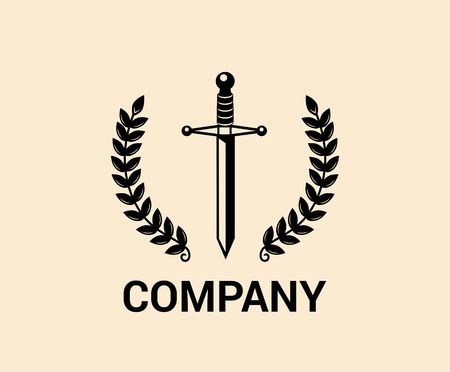 black medieval ancient steel antique knight blade sword for battle logo design idea conceptのイラスト素材