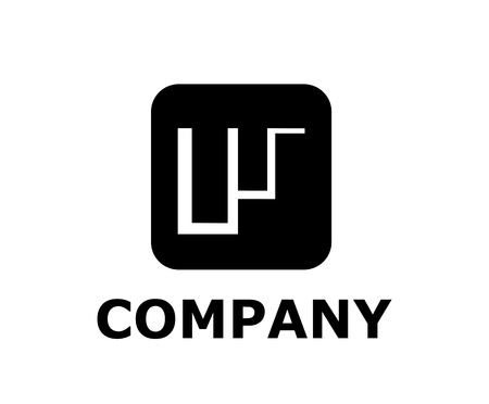 logo symbol type letter w logo design idea illustration line art from pen shape w with black color in square boxのイラスト素材