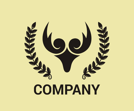 black silhouette head deer reindeer antler horn nature wildlife logo design idea concept illustrationのイラスト素材