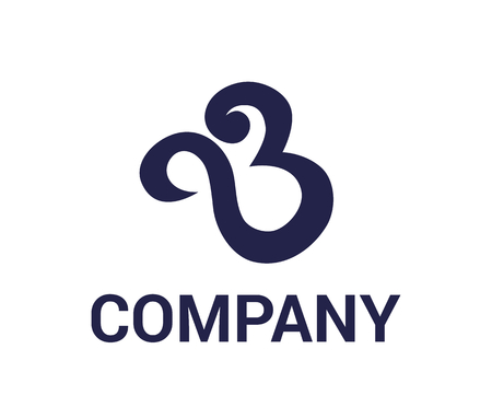 blue letter mark type b logo design illustration idea concept from swirl lineのイラスト素材