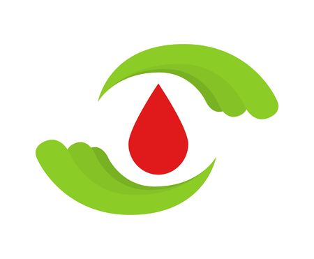 blood or plus symbol logo design idea illustration for medical hospital support with red and green colorのイラスト素材