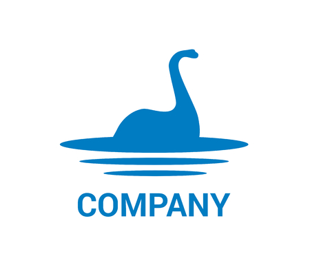 cute monster reptile animal creature prehistoric blue water long neck dino dinosaur logo design concept idea illustrationのイラスト素材