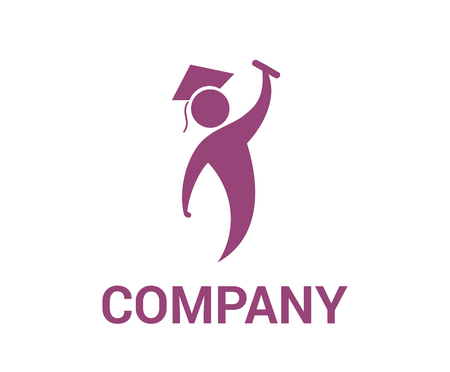 purple people student graduation academic education school university design icon illustraton logo design conceptのイラスト素材