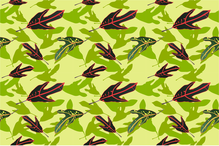 real green leaf pattern background illustration with light green backdrop for print mediaのイラスト素材