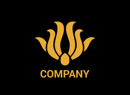 fire floral flare vintage with gold color vector illustration logo concept designのイラスト素材