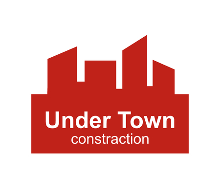 red building of town urban culture architecture flat design logo illustration conceptのイラスト素材