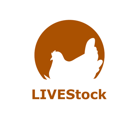 chicken livestock silhouette for agriculture farming logo design idea concept with orange colorのイラスト素材