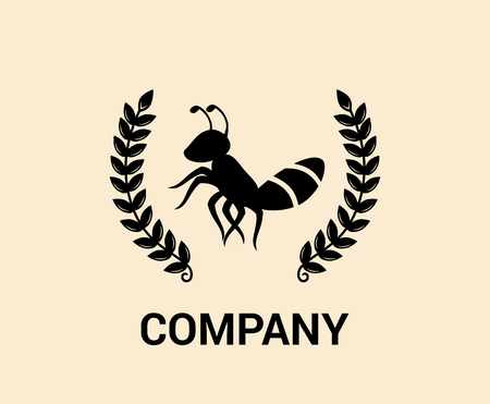 vintage black ant bug insect pest animal nature wildlife logo design idea concept illustrationのイラスト素材