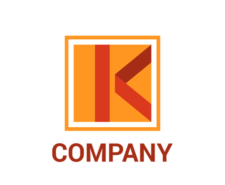 orange and red color typography K letter flat design idea logo illustrationのイラスト素材