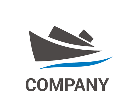 boat sail over sea water in journey flat design style logo illustrationのイラスト素材