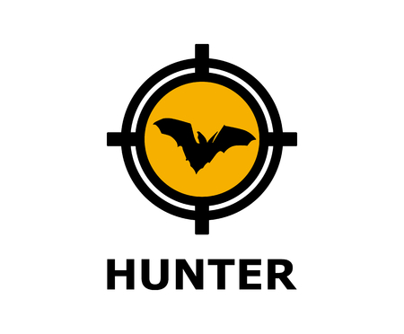 bat point target animal riffle for hunting design for hunter logo idea concept illustrationのイラスト素材