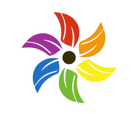beautiful colorful flower logo design illustration silhouette idea conceptのイラスト素材