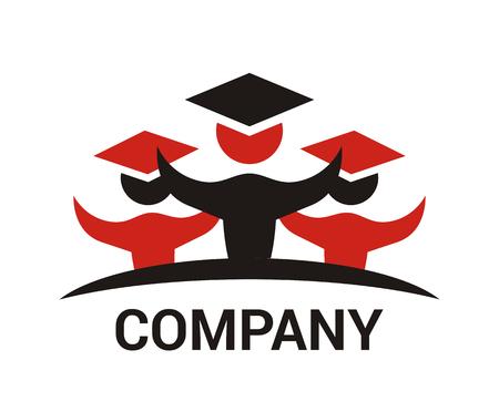 red and black uniform student graduate from education university school design logo illustrationのイラスト素材