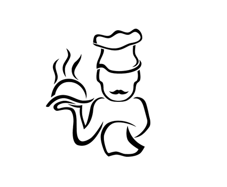 chef restaurant hotel food cook kitchen logo design line art idea illustration conceptのイラスト素材