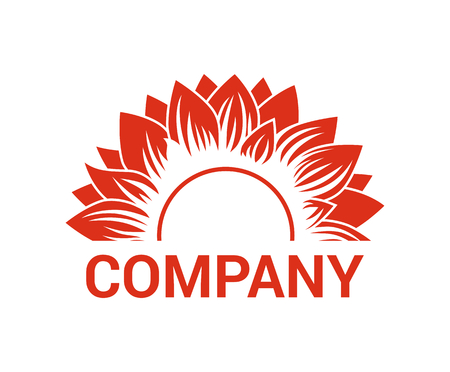 red flower nature plant bloom logo design illustration conceptのイラスト素材