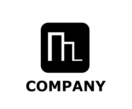 logo symbol type letter m logo design idea illustration line art from pen shape m with black color in square boxのイラスト素材