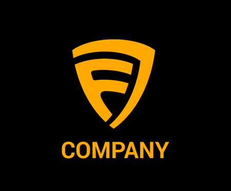 safety security shield F and J letter logo design concept for secure information protection data company gold colorのイラスト素材