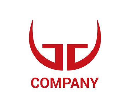 red evil mythical magic horn logo design idea design concept illustrationのイラスト素材