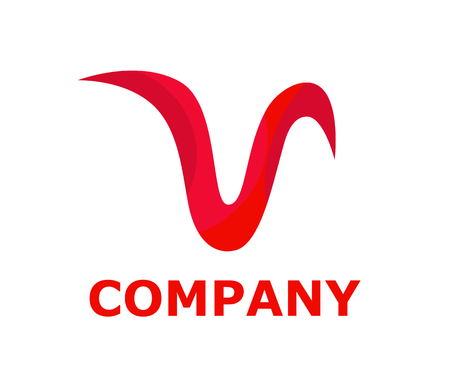 letter v alphabet shape from water color ink brush line draw modern iconic logo design illustration with red colorのイラスト素材