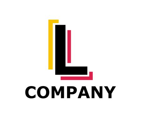 gold and red color logo symbol double line like neon light type letter l initial business logo design idea illustration shape for modern premium corporateのイラスト素材