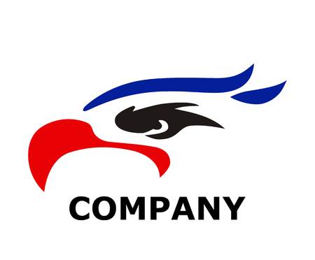 black red blue color eagle head line silhouette tattoo logo design illustration for sport team needのイラスト素材