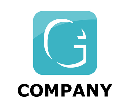sky blue color logo symbol outline line alphabet in square box type letter g initial business logo design idea illustration shape for modern premium corporateのイラスト素材