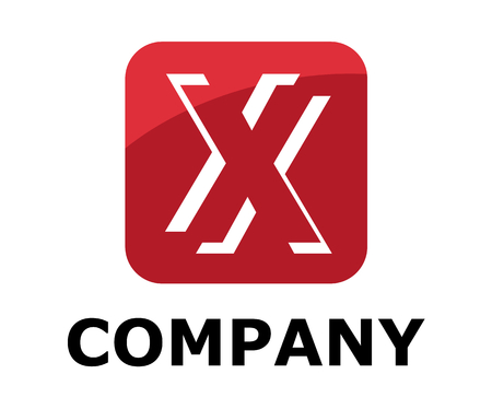 red color logo symbol outline line alphabet in square box type letter x initial business logo design idea illustration shape for modern premium corporateのイラスト素材