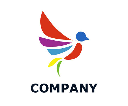 colorful color logo design illustration for flight or wildlife company bird animal silhouette flat design styleのイラスト素材