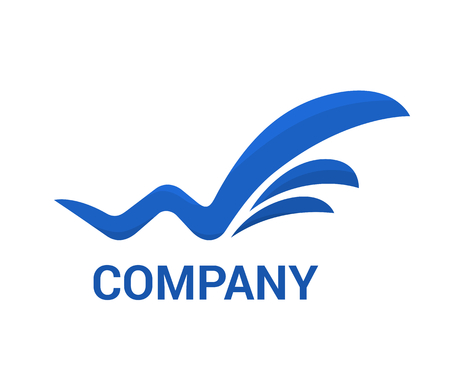 blue color ocean wave on beach type letter w logo design idea concept illustrationのイラスト素材