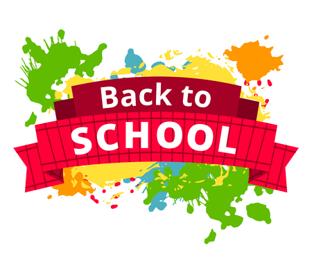 vector illustration idea concept template. type text letter back to school with colorful color design element for leaflets, cards, envelopes, covers, flyers salesのイラスト素材