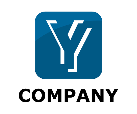 sea blue color logo symbol outline line alphabet in square box type letter y initial business logo design idea illustration shape for modern premium corporateのイラスト素材