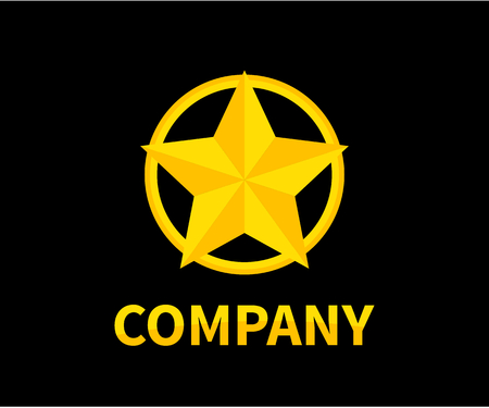 shinny star shape in gold color circle logo design idea concept illustration for modern company conceptのイラスト素材