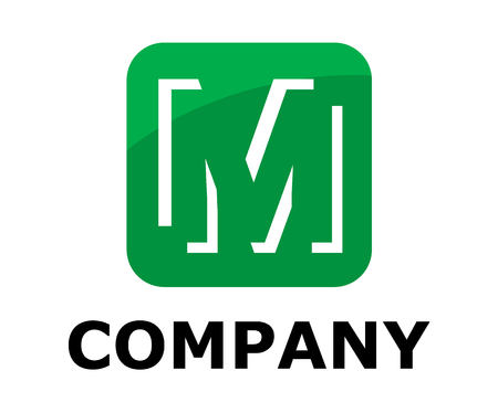 green color logo symbol outline line alphabet in square box type letter m initial business logo design idea illustration shape for modern premium corporateのイラスト素材