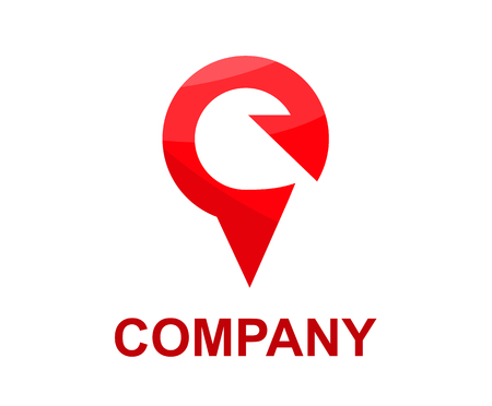 red arrow mark pin pointer for map navigation when traveling logo design idea concept illustrationのイラスト素材
