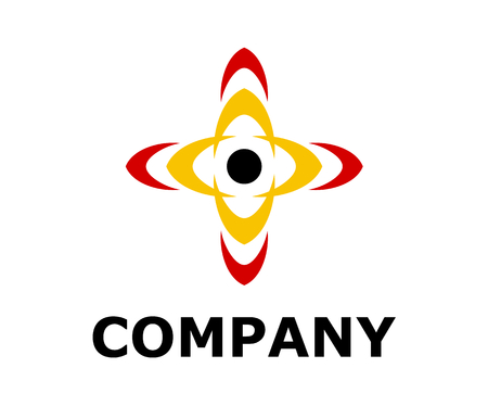 Abstract logo for business company. Corporate identity design element. Infinity atom core energy, orbit connect, nuclear reactor core, nuclear logotype idea. integrated molecule concept. Color Vectorのイラスト素材