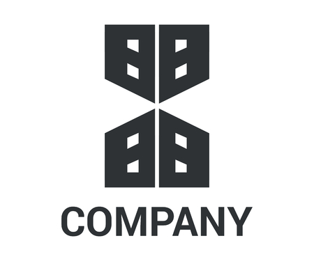 black color house building architecture construction shape geometric mark logo concept design illustration for premium corporate construction industryのイラスト素材