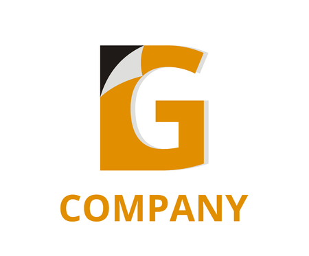 gold color abstract sticker fold paper on corner logo graphic design idea illustration with modern clean style for any professional business company with initial type letter g on itのイラスト素材
