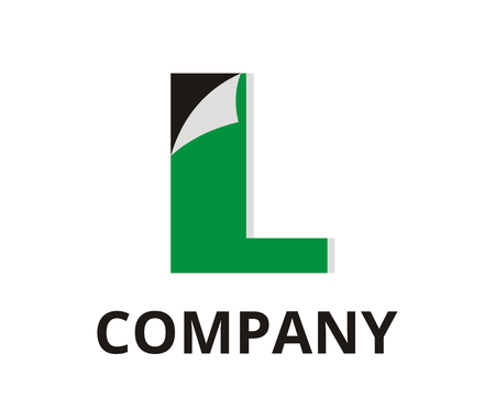 green color abstract sticker fold paper on corner logo graphic design idea illustration with modern clean style for any professional business company with initial type letter l on itのイラスト素材