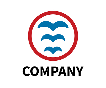 bird icon logo design illustration template oh flying travel over sky with open wing with circle backgroundのイラスト素材