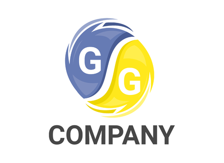 g alphabet text type initial iconic logo design illustration in twister swirl wind spiral rotation like black hole in colorful colorのイラスト素材