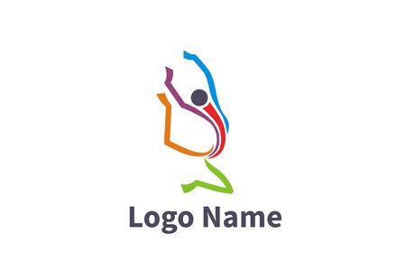 Silhouette of active people dancing. Logo for dance classes, healthy generic activity. Simple icon for websites, info graphics,のイラスト素材