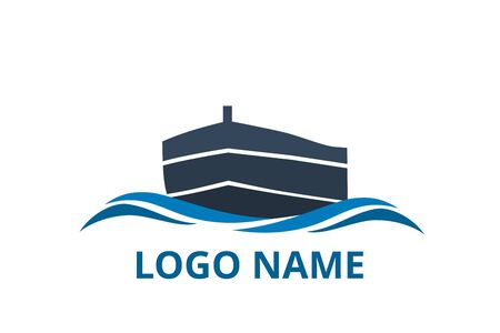 ship logo design for logistic import export trade docking company. Concept icon for trip travel agency in holiday.のイラスト素材