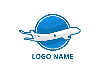 icon shape of plane fly in the sky with cloud logo design idea concept for travel, sport, adventure journey, education aviation company.のイラスト素材