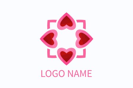 love logo design from heart icon shape geometrical formation like flower and mandala. For boutique, fashion, health, community, business company.のイラスト素材