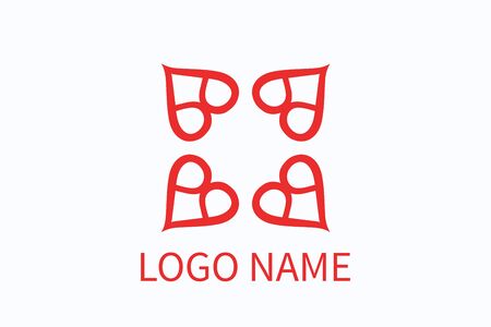 love logo vintage style design from heart icon shape geometrical formation like flower and mandala. For boutique, fashion, health, community, business company.のイラスト素材