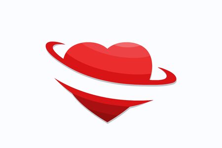 love logo design shape from line ribbon for health company, valentine event, wedding, business. shape like apple.のイラスト素材