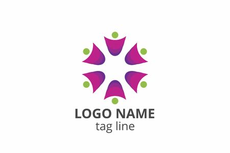 Creative people silhouette design. Template icon logo for any modern business like networking company, health care clinic, education, finance corporate, investment consultant.のイラスト素材