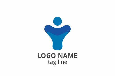 Creative people silhouette design. Template icon logo for any modern business like networking company, health care clinic, education, finance corporate, investment consultant.のイラスト素材