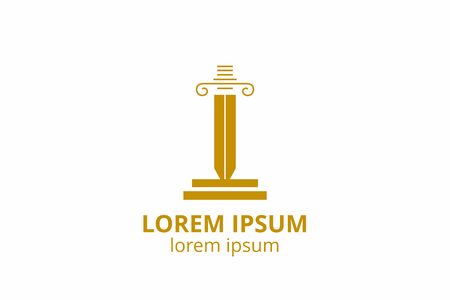 Law office logo set with scales of justice, illustrations. Act, principle, legal icon design. Vector vintage attorney, advocate labels, juridical firm badge.のイラスト素材